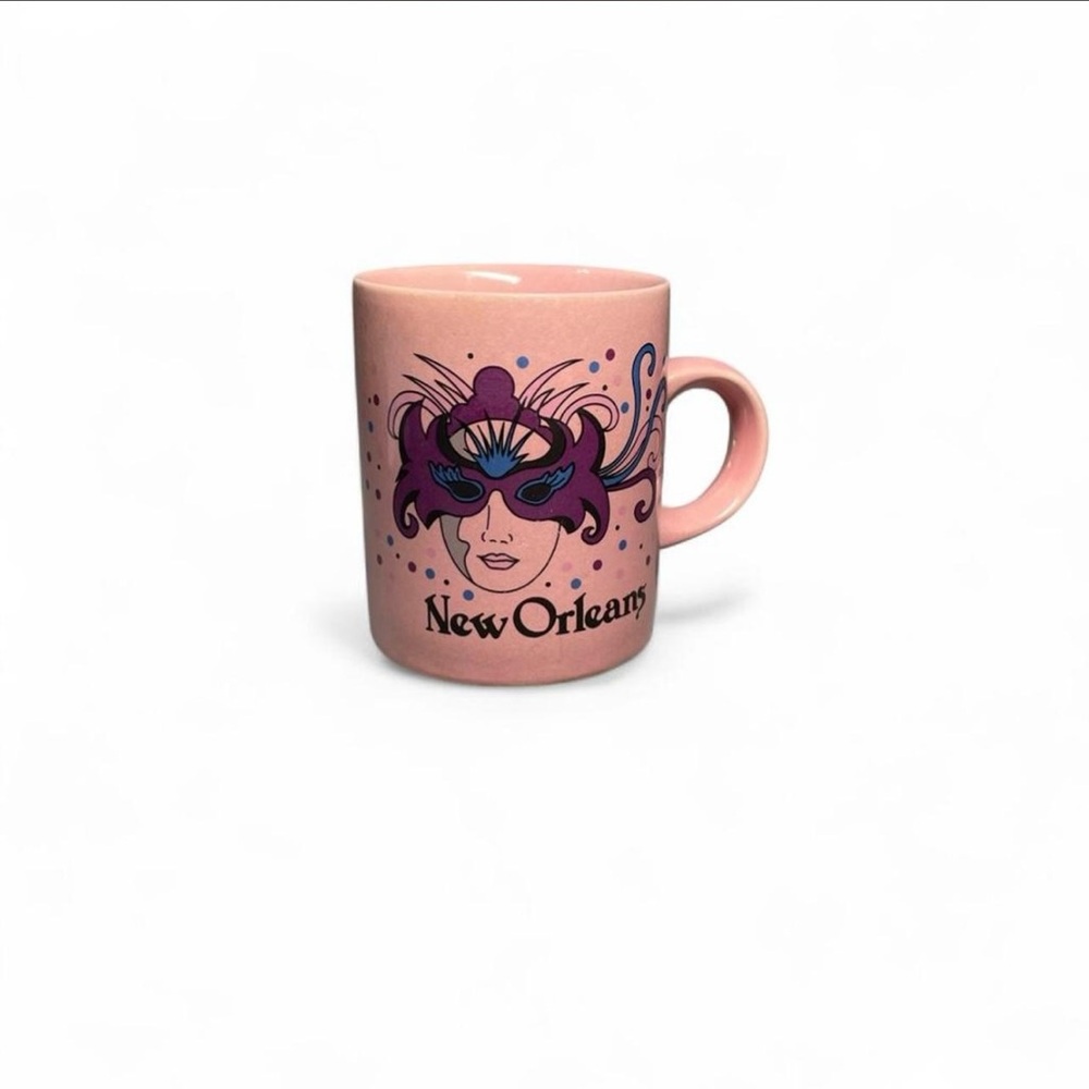 New Orleans Pink Mardi Gras Mask Small Ceramic Coffee Mug